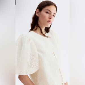 H&M Elegant White Floral Blouse